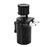 ALAVENTE Universal Oil Catch Can Tank with Breather 400ml Aluminum Dual Cylinder Polish Baffled Engine Air Oil Separator Tank Reservoir Kit Black