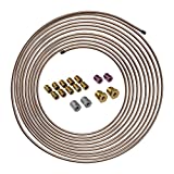 4LifetimeLines 25 ft 3/16 True Copper-Nickel Alloy Non-Magnetic Brake Line Replacement Tubing Coil and Fitting Kit, 16 Fittings Included, Inverted Flare, SAE Thread, 0.028 inch Wall Thickness