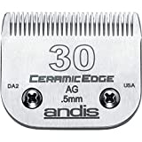 Andis  64260, Ceramic Edge Pet Clipper Blade - Comprised of Carbon-Infused Steel, Size-30 Blade with Prolonged Sharp Edge, Cuts Hairs at 1/50-Inch Length  for Dogs & Medium Sized Animals, Chrome