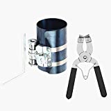 ANTFEES 4" Car Engine Piston Ring Compressor Installer Removal Tool Kit with Piston Ring Pliers,Adjustable Safety Screws