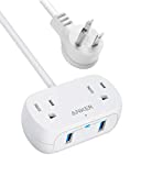 Anker Extension Cord,Mini Power Strip with USB Ports ,2 Outlets and 2 USB-A Ports, Flat Plug, 5 ft Extension Cord, Safety System for Travel, Desk, and Home Office, TUV Listed