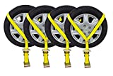 Mytee Products (4 Pack) 2" x10' Lasso Ratchet Strap Flat Hook Wheel Net Auto Tow Towing Tie Down