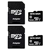 Micro Center 64GB Class 10 MicroSDXC Flash Memory Card with Adapter for Mobile Device Storage Phone, Tablet, Drone & Full HD Video Recording - 80MB/s UHS-I, C10, U1 (2 Pack)