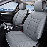 INCH EMPIRE Car Seat Cover-Water Proof Synthetic Leather Cushion Front and Back Universal Fit for Most of Sedan SUV Truck Hatchback Durable Use for All Season(5 Seats Grey Line Full Set)