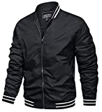 TACVASEN Men's Outdoor Sports Jackets Classic Cycling Softshell Jackets Zip Up Black, M
