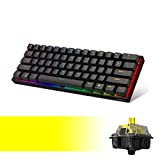 DIERYA DK61E 60% Gaming Keyboard w/Gateron Optical Yellow Linear Switches, Rainbow RGB Backlit PBT Keycap Waterproof USB-C Mini Compact 61 Keys Wired Mechanical Keyboard with Full Keys Programmable