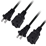 2-Pack Extension Cord with 2 Prong 5ft，US Male/Female Power Cable for NEMA 5-15P to NEMA 5-15R(5FT) Black …