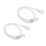 2 Pack 5Foot Polarized US 2 Prong Extension Cord US AC Indoor 2-Prong Male and Female Saver Power Extension Cord Cable for NEMA 5-15P to NEMA 5-15R, White