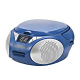 Magnavox MD6924-BL Portable Top Loading CD Boombox with AM/FM Stereo Radio in Blue | CD-R/CD-RW Compatible | LED Display | AUX Port Supported | Programmable CD Player |