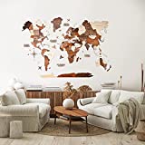3D Wood World Map Wall Art Large Wall Décor - World Travel Map - Any Occasion Gift Idea - Wall Art For Home & Kitchen or Office (Medium, Prime, Multicolored)
