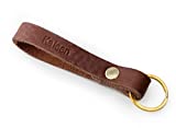 KEYAIIRA - Personalized Leather Loop Keychain - real leather custom key ring monogrammed gifts for men customized 3rd anniversary gift for him gold key chain leather looped keyfob gift under $25