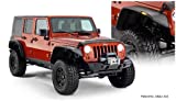 Bushwacker Jeep Flat Style Front & Rear Fender Flares | 4-Piece Set, Black, Textured Finish | 10918-07 | Fits 2007-2018 Jeep Wrangler JK Unlimited 4-Door