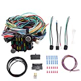 21 Circuit Long Wires 17 fuses Standard Color Wiring Harness Kit compatible with Chevrolet Ford Chrysler GM Hot rod Rat rod
