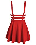 Bluetime Womens Pleated Short Braces Skirt (M, Red)