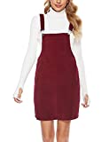 Tanming Women's Corduroy A Line Cute Jumper Pinafore Bib Overall Mini Dress Skirt (Winered, X-Small)