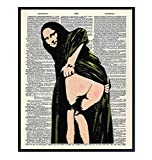 Mona Lisa Graffiti Mural Dictionary Art Print - Vintage Upcycled Wall Art Poster- Modern Chic Home Decor for Bathroom, Bath, Bedroom, Dorm Room - Cool Gift for Banksy Fans, 8x10 Photo Unframed