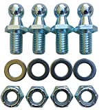 (4 Pack) 10mm Ball Studs With Hardware - 5/16-18 Thread x 1/2" Long Shank - Gas Lift Support Strut Fitting