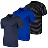 3 Pack:Mens Quick Dry Fit Polo Shirt Short Sleeve Golf Tennis Clothing Active Wear Athletic Performance Tech Sports Essentials Moisture Wicking Casual Dri-Fit T Shirts,Set 5-XL