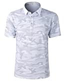 Derminpro Men's Slim Fit Moisture Wicking Short Sleeve Dry Fit Golf Polo Shirts White Camo Large