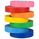 7 Rolls Colored Masking Tape, Colorful Rainbow Painters Tape, Different Colors Decorative Arts & Crafts Tape Set, 1 inch Wide by 60 Yard, Rainbow, Pack of 7 by Skytogether