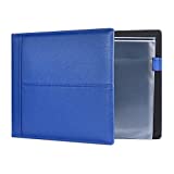 7 Ring Executive Business Check Binder 600 Checks Capcity for 9" x 13" Sheets, PU Leather Checkbook Holder with Zip Pouch [Blue]