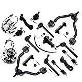 Detroit Axle - 4WD Front Suspension Kit and Wheel Bearings Control Arms Tie Rods 45.79mm Ball Joints Replacement for K1500 Yukon Tahoe Escalade - 17pc Set