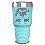 Mama Bear Personalized Tumbler - Laser Engraved, add up to 10 Cubs - Perfect Gift Idea for Moms or Mothers - Birthday Gifts for Women - Reusable Cup with Lid - Spill Resistant Travel Mug
