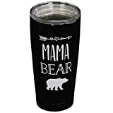 Iconikal Double Wall Vacuum Insulated Stainless Steel Tumbler, Mama Bear, 20-Ounce