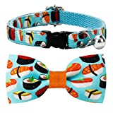 Sushi Cat Collar Bow Tie Breakaway Safety Plastic Buckle, Adjustable Bowtie, Removable Jingle Bell