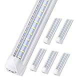 8 Ft Integrated LED Tube Light 120W T8 V Shaped 96" Four Row 14400 Lumens(300W Fluorescent Equivalent) Clear Cover Super Bright White 6500K Pack of 6