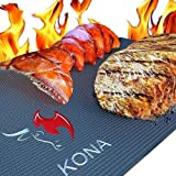 Kona Best BBQ Grill Mat - Heavy Duty 600 Degree Non-Stick Grill Mats for Outdoor Grilling | Premier BBQ Grill Accessories Nonstick Grill Matt (Set of 2) Engineered in The USA | 7-Year Warranty