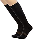 Copper Fit unisex adult Moisturizing Energy Plus Easy On Easy Off Knee High Compression Socks, Black, Small-Medium US