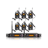 Xtuga RW2080 in Ear Monitor System 2 Channel 2/4/6/8/10 Bodypack Monitoring with in Earphone Wireless SR2050 Type! (6 bodypack with Transmitter)