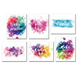 Inspirational Wall Art Quotes Poster- Home Office Giclee Print Kitchen Living Room Decoration Kids Teens Bedroom Decor Motivational Painting Artwork 6 Piece Unframed Canvas Sayings Positive Phrase