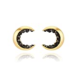 Gold Plated Crescent Moon Stud Earrings
