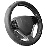 SEG Direct Car Steering Wheel Cover for Prius Civic 14-14.25 inch, Black Microfiber Leather