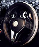 2019 New Small Crystal Steering Wheel Cover Rhinestones Diamond Bling for Women (Black Silver, 14-14.25'')