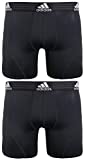 adidas Men's Sport Performance Boxer Briefs Underwear (2 Pack), Black/Black Black/Black, Medium