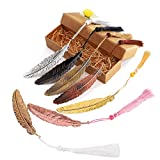 7 Pieces Vintage Metal Feather Bookmarks with Tassels and Beaded for Adults and Kids,Perfect Kids Office School Reading and Gifts and Collections,Ideal Gift for Reader, Woman and Kids.( Seven Colors)