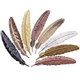 DuomiW 8pcs Different Color Feather Metal Bookmarks