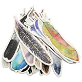 PSCCO 2 Boxes/60PCS Bookmark Colorful Feather Paper Reading Bookmarks Creative Book Page Marker Stationery Supplies
