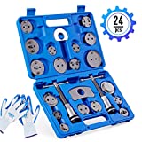 OMT 24pcs Heavy Duty Disc Brake Piston Caliper Compressor Rewind Tool Set and Wind Back Tool Kit for Brake Pad Replacement Reset, Fits Most American, European, Japanese Autos