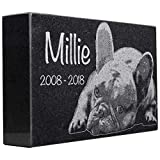 Black Granite Memorial Headstone for Lost Loved Ones, Dogs, Cats, and Family Pets. " Great for Your Garden, Tree Dedication, or in a Cemetery. Includes your personal photo and text. (12 x 8 x 2")