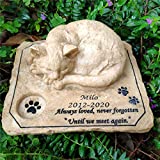 somiss Cat Memorial Stones,Personalized Pet Memorial Stones Grave Markers with A Sleeping Kitten On The Top, 8"×6.5"×3"