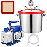 VEVOR Vacuum Chamber with Pump, 4CFM 1/3HP Vacuum Pump with High-Capacity 2 Gallon Vacuum Chamber, Vacuum Pump Chamber Kit Vacuum Degassing Chamber Kit