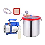 3 Gallon Tempered Glass Lid Vacuum Chamber Kit with 3.6CFM 1 Stage Vacuum Pump HVAC for Stabilizing Wood, Degassing Silicones, Epoxies and Essential Oils