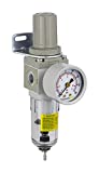 PneumaticPlus SAW2000M-N02BG Miniature Compressed Air Filter Regulator Combo Piggyback 1/4" NPT - Poly Bowl, Manual Drain, Bracket, Gauge