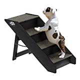 PETMAKER 80-PET6147 Folding Pet Stairs-Carpeted Foldable Durable Wood Steps-Compact, Portable, & Sturdy for Home or Travel, Dogs, Cats, Petsup to 80Lbs, 4 Step