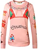 SSLR Women's Xmas Holiday Pullover Funny Ugly Christmas Sweatshirt (Medium, Peach(3030))