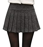 chouyatou Women's Casual Plaid High Waist A-Line Pleated Skirt (Large, H344-Gray)